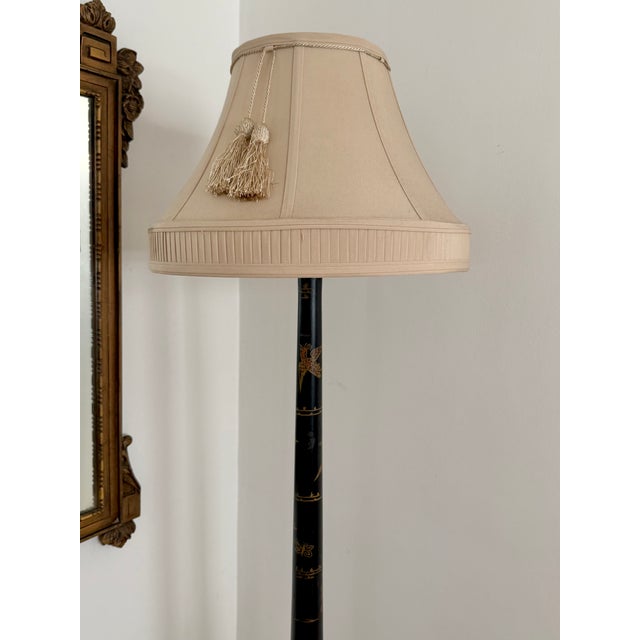 Antique Chinese Wooden Hand-Painted Floor Lamp For Sale - Image 15 of 18