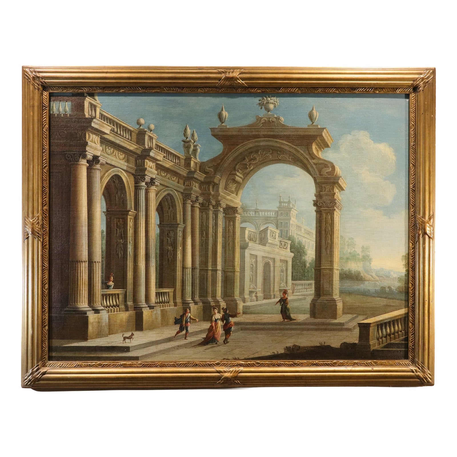 Pier Francesco Garola, Architectural Capriccio Landscape, 1700, Oil on ...