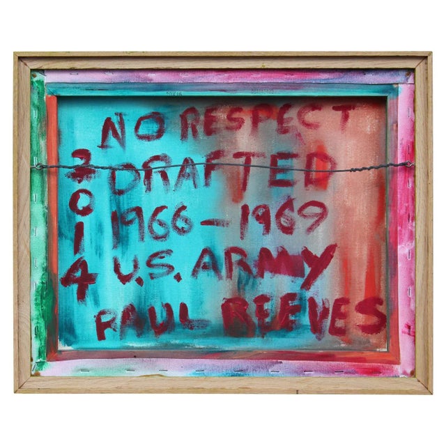 Abstract Paul Reeves "No Respect Drafted 1966-69 U.S. Army" Colorful Abstract Stripe Drip Painting 2014 For Sale - Image 3 of 5