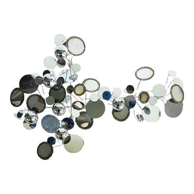 Curtis Jeré Raindrops Mixed Metal Wall Sculpture, Signed, 1970s For Sale