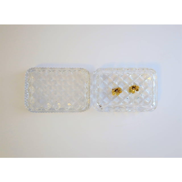 Traditional Diamond Quilted Crystal Jewelry Box For Sale - Image 3 of 9
