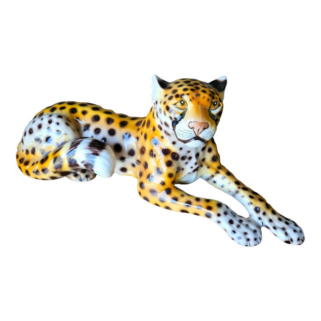 1990s Ceramic Cheetah Statue by Intrada For Sale