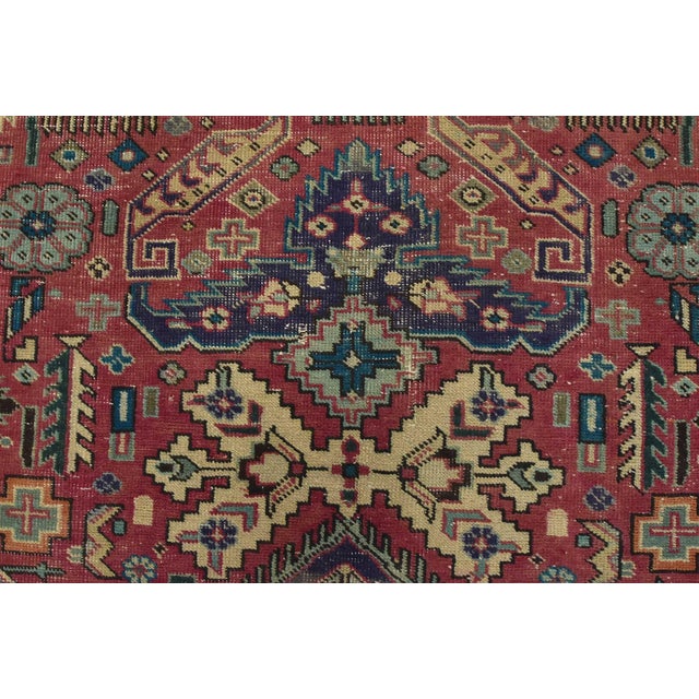 Tabriz Rug 9’8” X 11’8” Pink Wool Vintage Distressed Hand-Knotted Carpet For Sale - Image 9 of 16