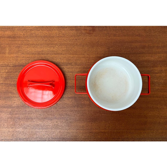 Mid-Century Modern Red Enamel Pot by Seppo Mallat for Finel, 1960s For Sale - Image 11 of 16