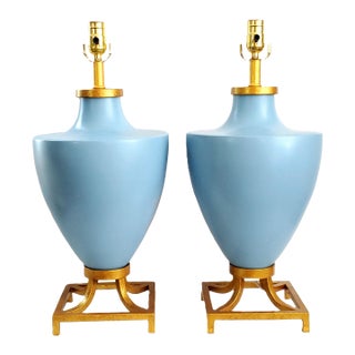 Lamps French Blue & Gold For Sale