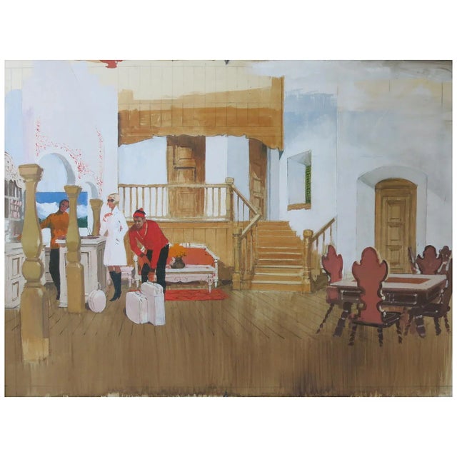 An original set design sketch for the 1969 movie "Caprice", starring Doris Day and Richard Harris. The sketch is worked in...