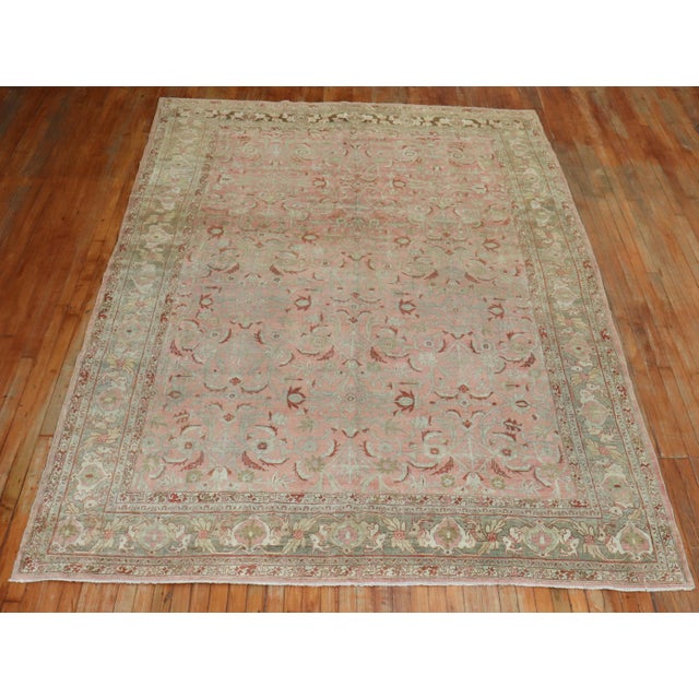 Deer Head Pink Antique Persian Bidjar Pictorial Room Size Rug For Sale - Image 16 of 18