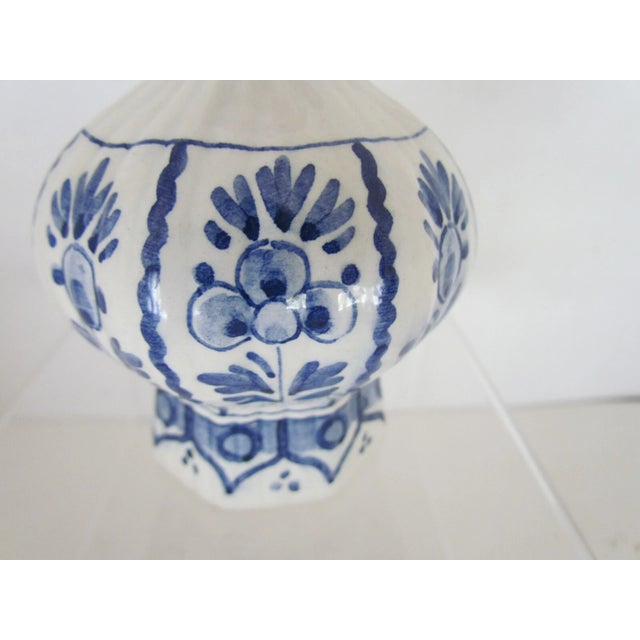 Delft Vintage Delft Pottery Blue and White Mold 63 Vase For Sale - Image 4 of 6