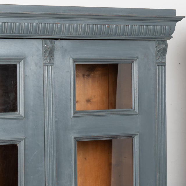 Blue 20th Century Pair of Blue Painted Pine Bookcases Display Cabinets For Sale - Image 8 of 15