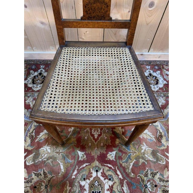 Brown Art Deco Chairs in Marquetry and Caning, Set of 6 For Sale - Image 8 of 11
