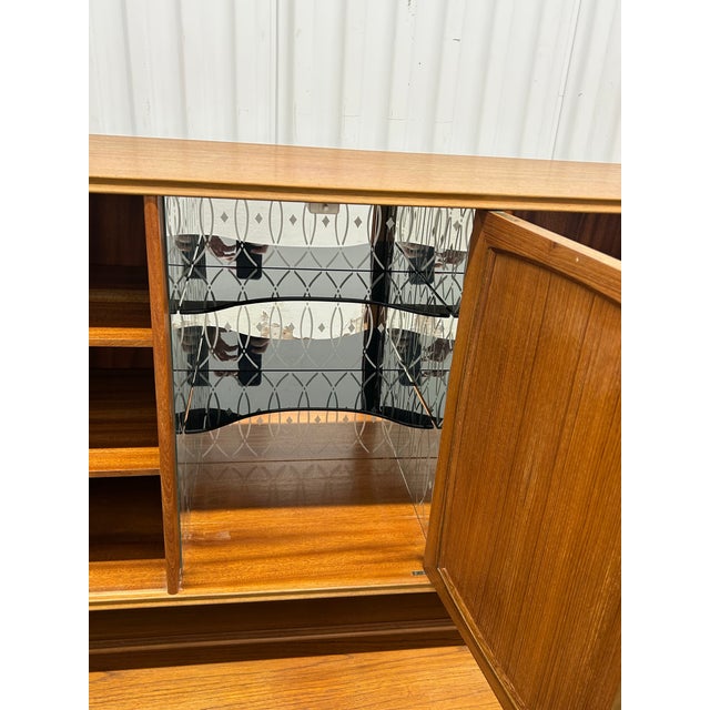 Copper Mid Century Modern Teak Danish Sideboard Credenza With Hutch & Tambour Doors Ca1960s For Sale - Image 8 of 12