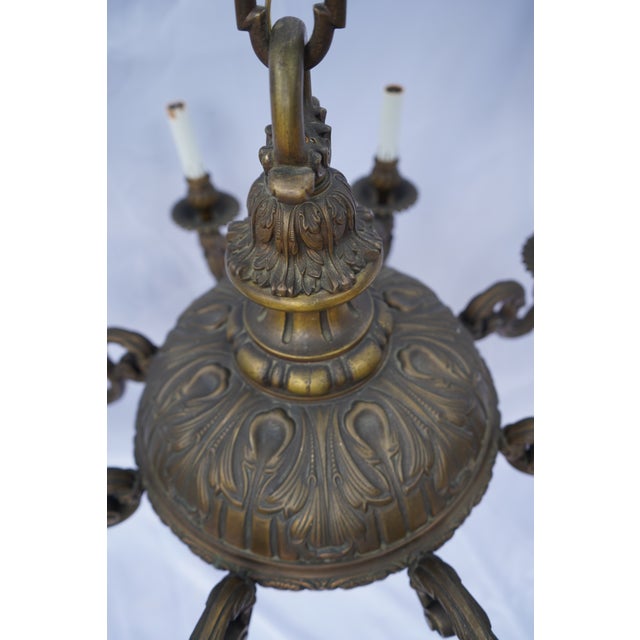 1920s Monumental French Baroque Revival Eight-Light Cast Bronze Chandelier, Probably French, Circa 1915–1925 For Sale - Image 5 of 14