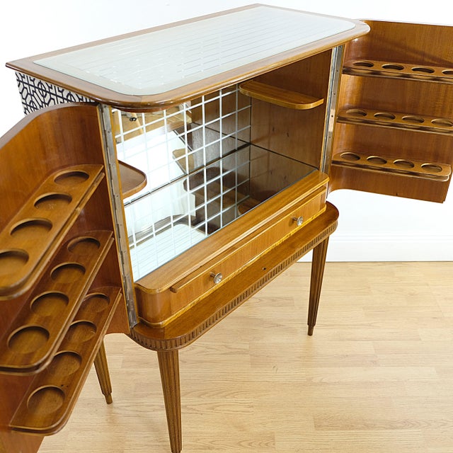 1940s Vintage Scandinavian Modern Bar Cabinet in Mahogany with Black and White Graphic Pattern, Sweden, 1940s For Sale - Image 5 of 12