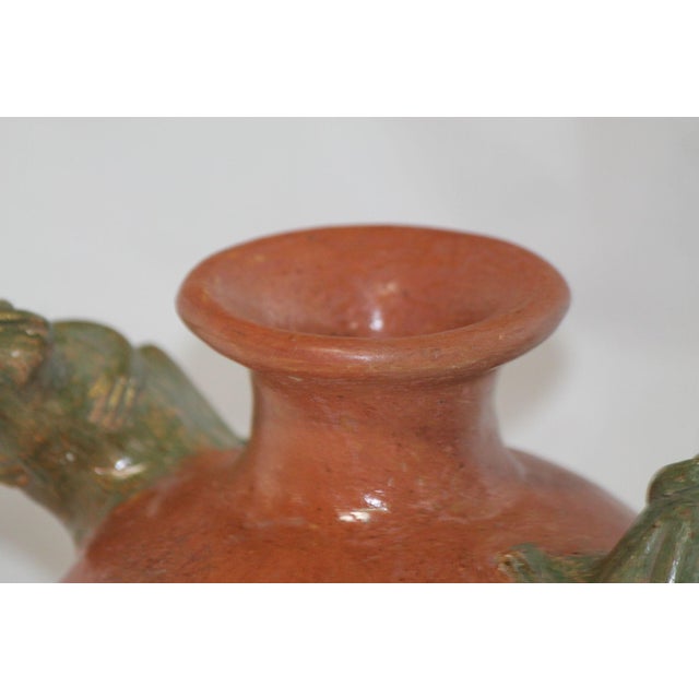 1970s Unique Red Clay Terracotta, Folk Art Pot W/ Frog Handles For Sale - Image 5 of 8