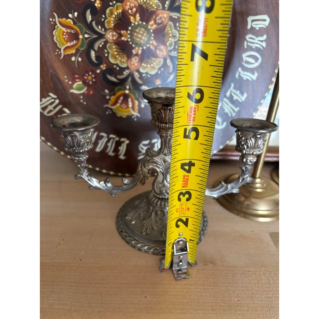 Vintage Ornate 3-Arm Candelabra For Sale - Image 11 of 12