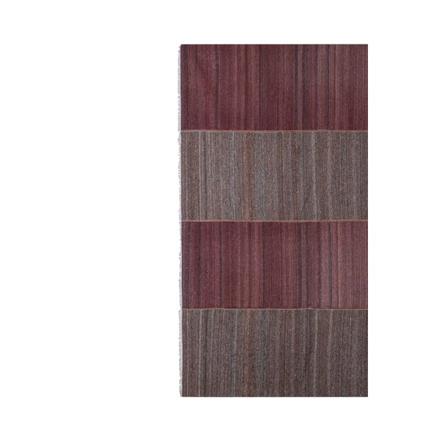 Mid-Century Modern Striped Turkish Kilim Rug 9'5'' X 10'2'' For Sale - Image 3 of 12