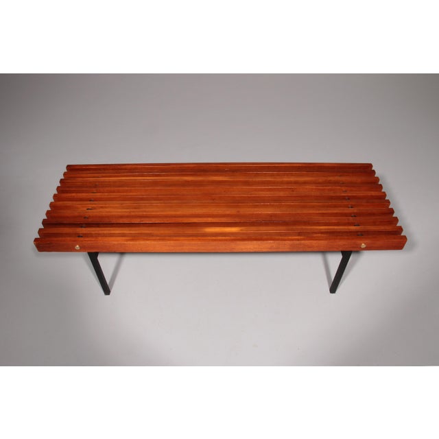 Teakwood and Metal Bench, Italy, 1970s For Sale - Image 6 of 11