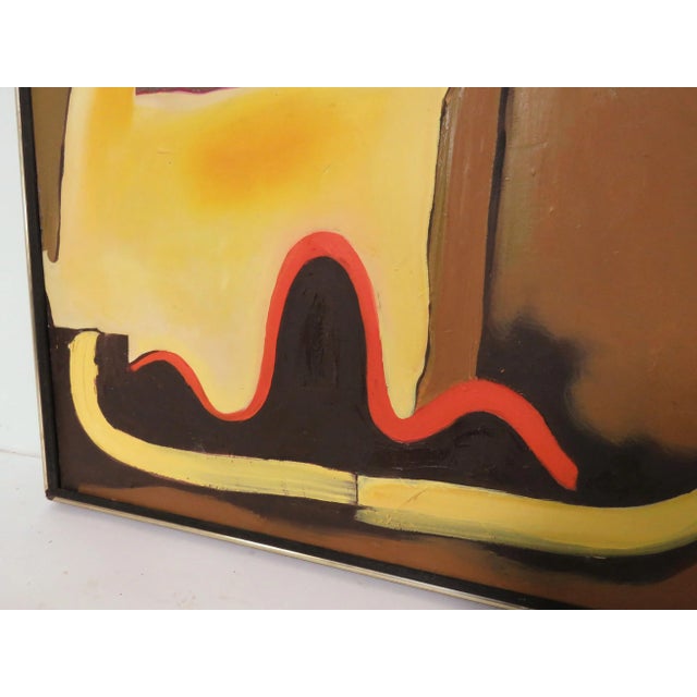 Vintage Abstract Modernist Painting Signed J. Lightener and Dated 1977 For Sale - Image 4 of 7