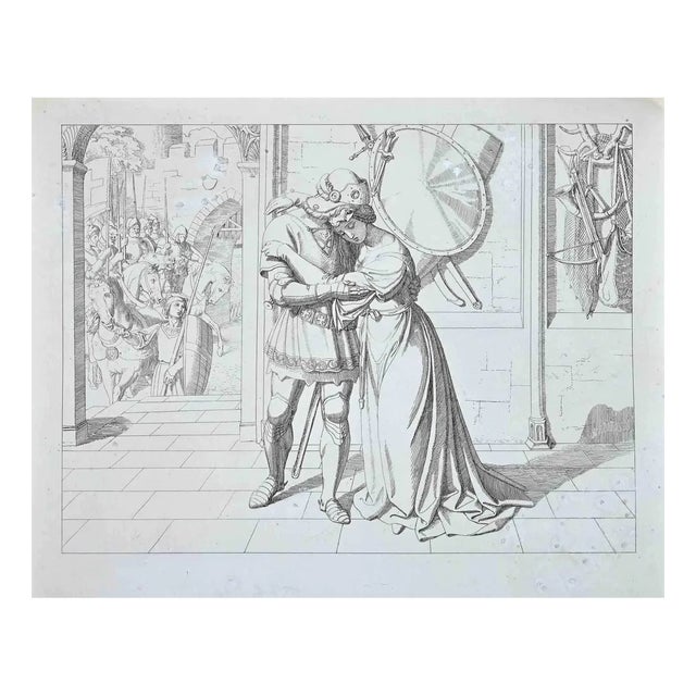 Josef Ritter von Führich, Scene from the Life and Death of Saint Genoveva, Original Etching, 1830s For Sale