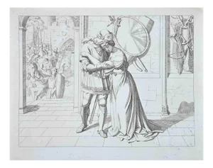 Josef Ritter von Führich, Scene from the Life and Death of Saint Genoveva, Original Etching, 1830s