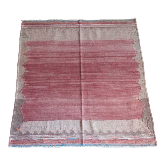 1940s Vintage Handmade Flatweave Floor Kilim Rug For Sale