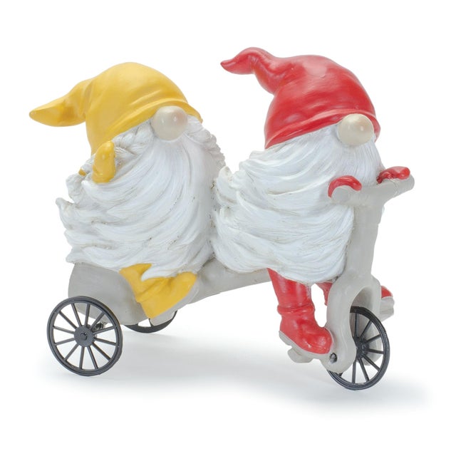 Modern Whimsical Garden Gnome Figurine Riding a Scooter and Wheelbarrow (Set of 4) For Sale - Image 3 of 4