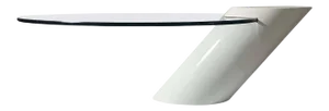 Cantilevered Glass White " Zephyr" Cocktail Table by Wade Beam for Brueton