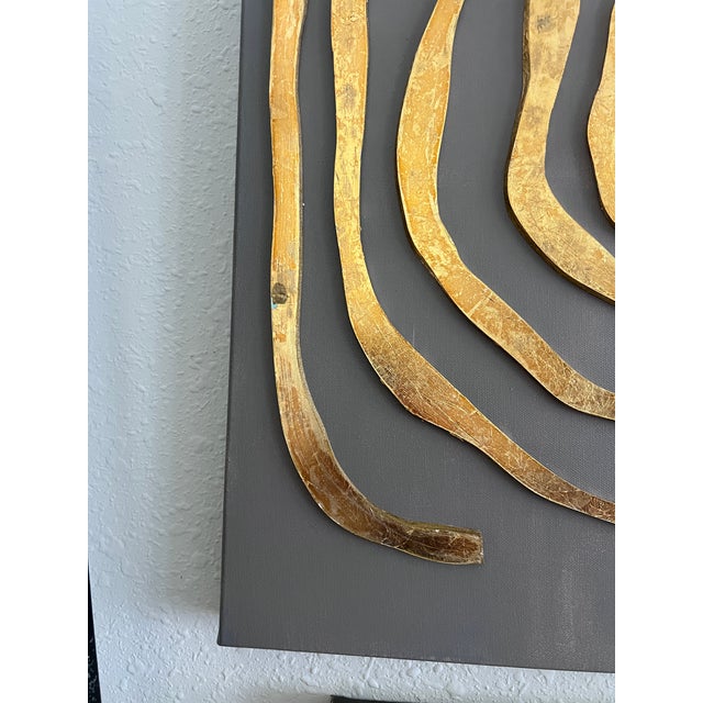 Paint Original 3d Abstract Art by Alena Kalen "Golden Labyrinth" Gold Leaf, Coa For Sale - Image 7 of 9