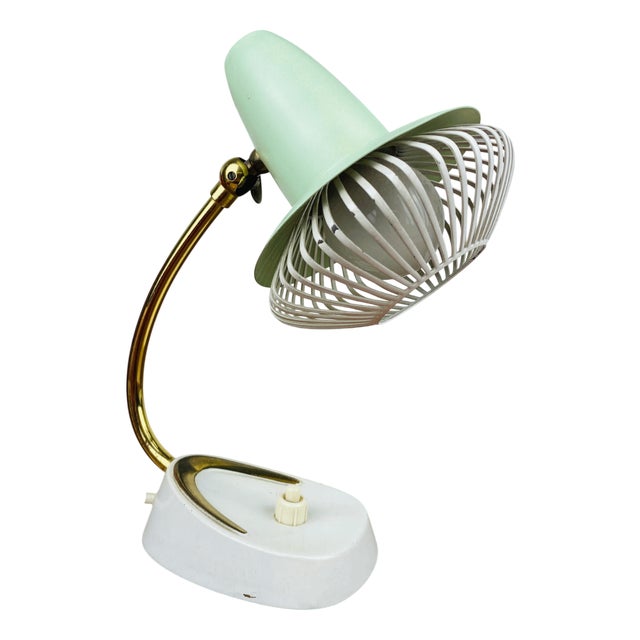 Bedside Lamps with Mint Green Lampshades by Robert Pfäffle, 1950s, Set of 2 For Sale