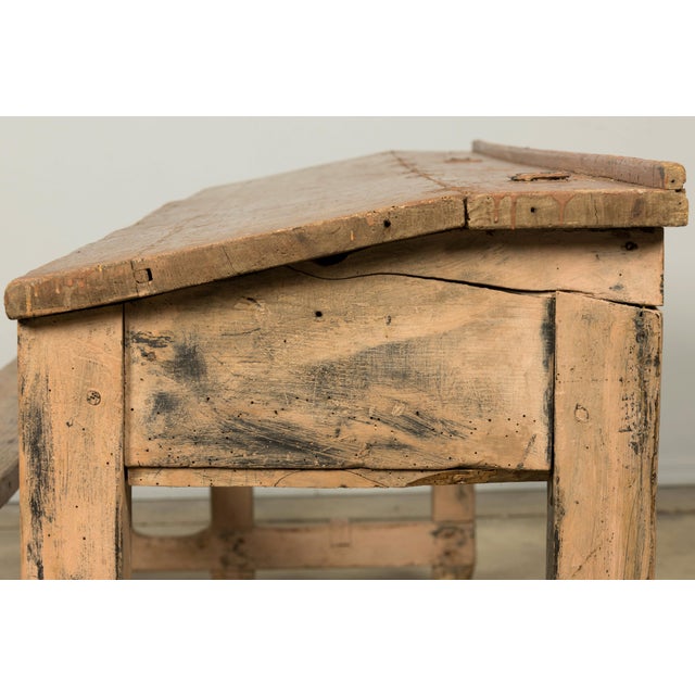 Late 19th Century French Painted School Desk With Integrated Bench For Sale - Image 13 of 18