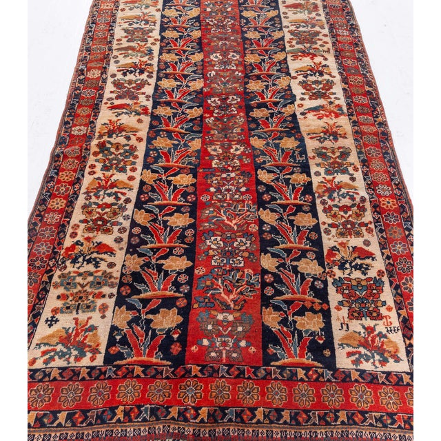 Red Antique Persian Shiraz Red, Ivory, Black Handmade Wool Carpet For Sale - Image 8 of 9