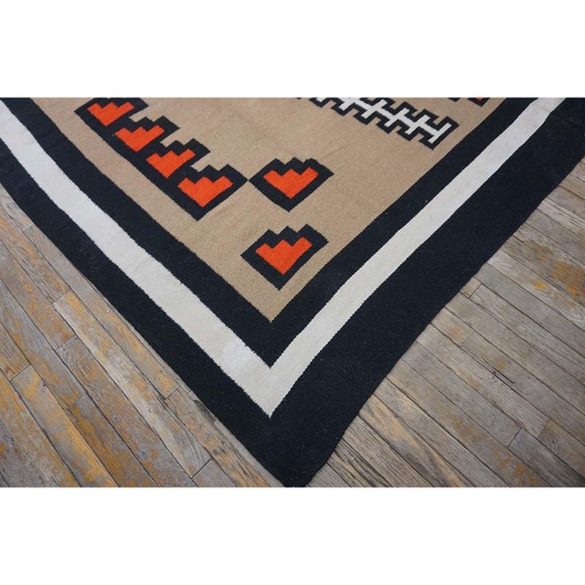 1940s 1940s Tribal Geometric Antique Native American Room Size Navajo Flatwoven Rug For Sale - Image 5 of 10