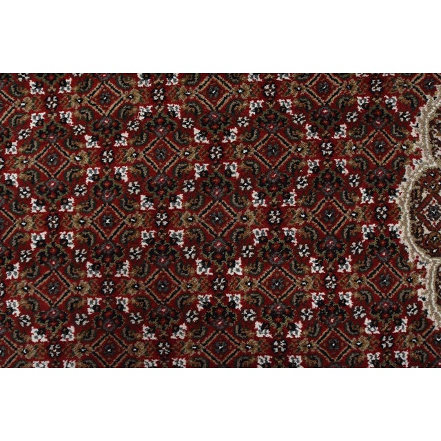 Tabriz Mahi Rug 9'10'' X 13'11'' Red Wool Traditional Hand-Knotted Carpet For Sale - Image 10 of 15