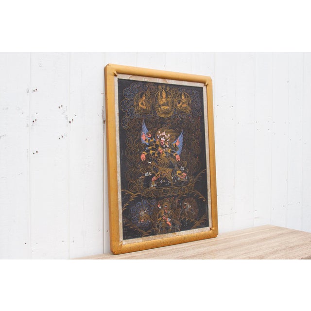 Wood Framed Tibetan Buddhist Thang Ka For Sale - Image 7 of 9