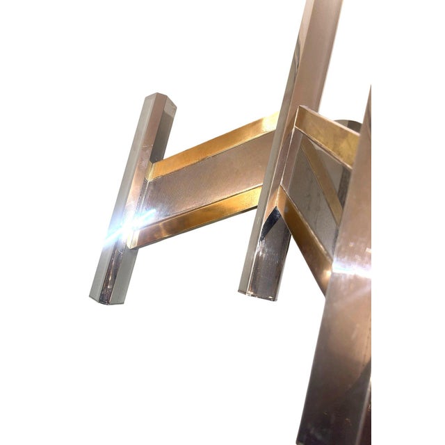 Gaetano Sciolari 1970s Sciolari Chrome & Brass Geometric Wall Sconces, Late 20th Century - a Pair For Sale - Image 4 of 8