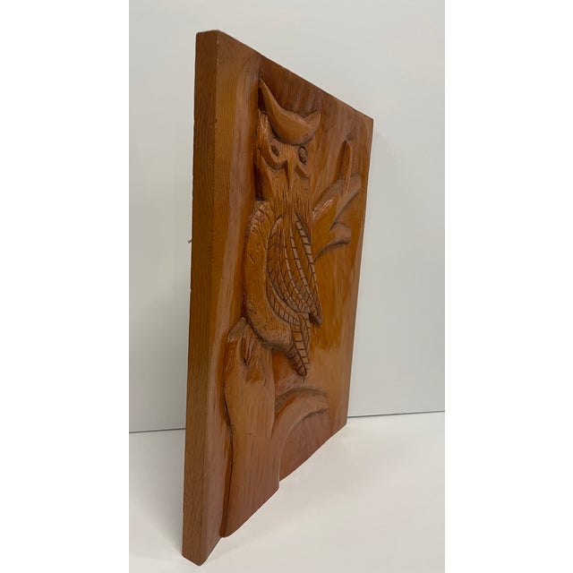 Folk Art Owl Southern Folk Art Carved Plaque For Sale - Image 3 of 5