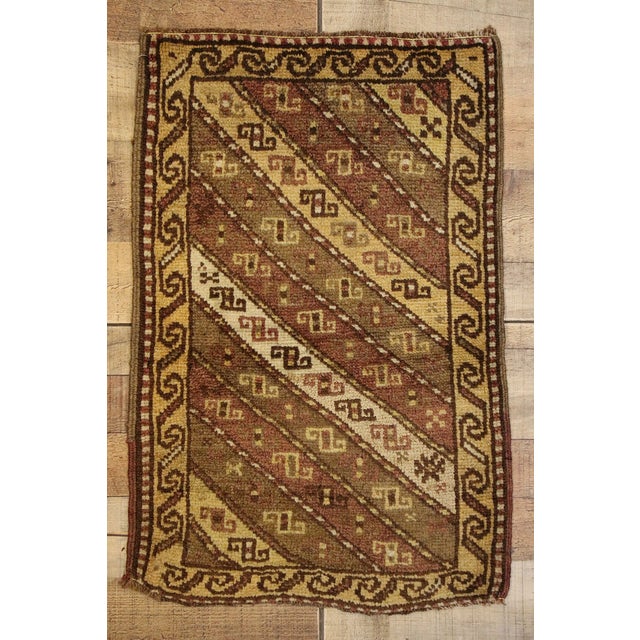 Brown Vintage Turkish Yastik Rug - 01'08 X 02'07 For Sale - Image 8 of 8