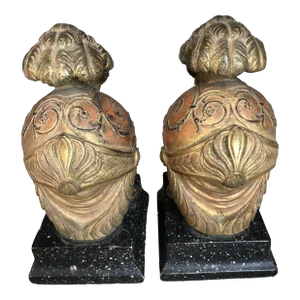Vintage Borghese Bookends in the Fork of Roman Helmets, a Pair