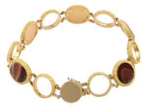 Agate Circles 18k Yellow Gold Link Bracelet