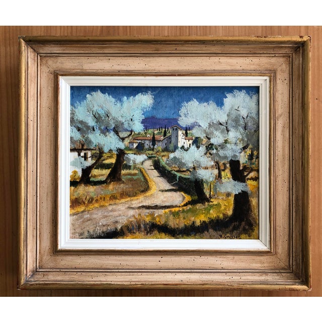 Swiss painter of the 21st century. Original frame Work on canvas Beige wooden frame and golden borders 33.2 x 38.2 x 3.7...