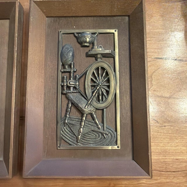 Arts & Crafts Vintage Turner Wall Art Framed Early American Cabin Cottage 2 Pieces For Sale - Image 3 of 6