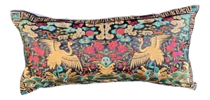 Hollywood Regency Black, Turquoise & Gold Asian Chinoiserie Boudoir Pillow