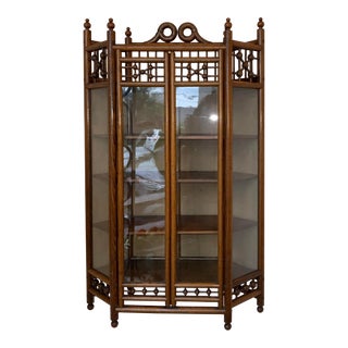 Antique Arts & Crafts Oak Wall Corner Cabinet For Sale