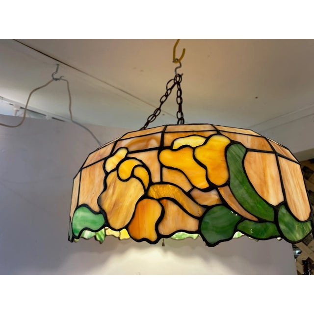 Tiffany Studios Tiffany Style Leaded Glass Chandelier For Sale - Image 4 of 13