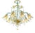 Italian Clear and Gold-Leaf Chandelier with Flowers and Leaves Murano Glass by Simoeng For Sale
