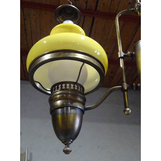 Large Vintage 3-Light Chandelier in Brass, Iron, and Glass, 1970s For Sale - Image 16 of 18