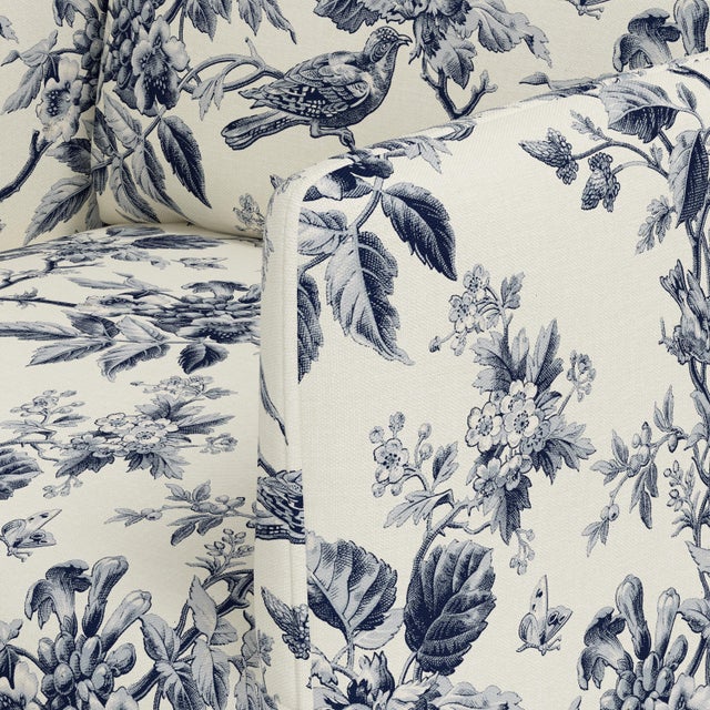 Blue Slipcover for Stoffer Home x Cloth & Company for Lindy Dining Armchair in Bird Toile Navy For Sale - Image 8 of 8