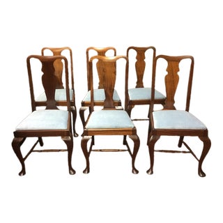 Antique Dining Chairs, Queen Anne Chairs, Set of Six Chairs For Sale