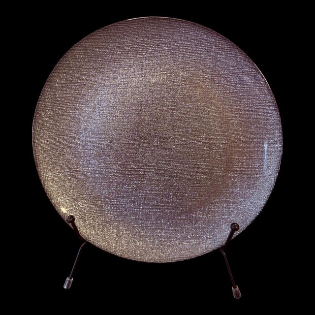 Late 20th Century Late 20th Century Akcam Turkish Metallic Glitter Art Glass Salad Plates, Set of 4 For Sale - Image 5 of 8