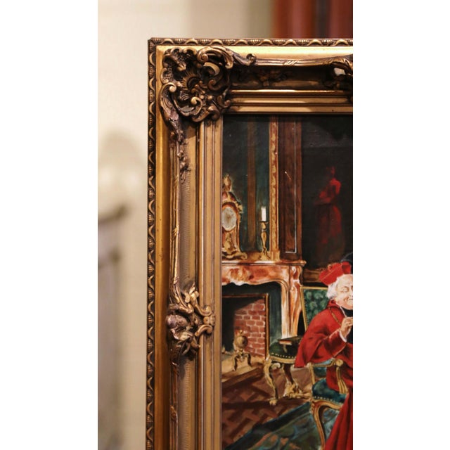 Late 19th Century 19th Century French Clerical Genre Oil Painting Signed M. Valle For Sale - Image 5 of 9